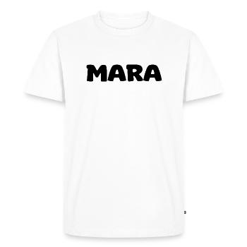 Name - Mara - Men's Premium Organic T-Shirt - white - Front - Nico (187cm)