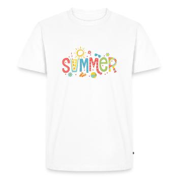Stylish Casual Summer T-Shirt for Women - Men's Premium Organic T-Shirt - white - Front - Nico (187cm)