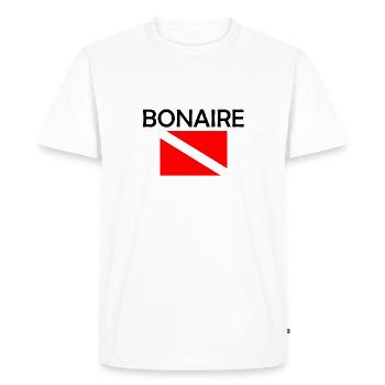 Bonaire Diver Down Flag - Scuba - Diving - Tauchen - Men's Premium Organic T-Shirt - white - Front - Nico (187cm)