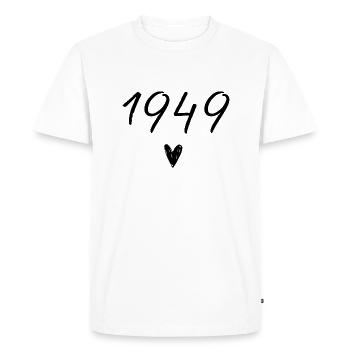 1949 coeur anniversaire - T-shirt Premium bio Homme - blanc - Devant - Nico (187cm)