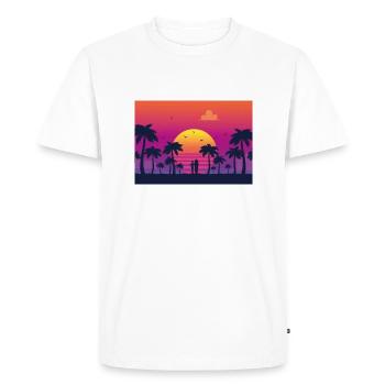 Surf au coucher du soleil - T-shirt Premium bio Homme - blanc - Devant - Nico (187cm)