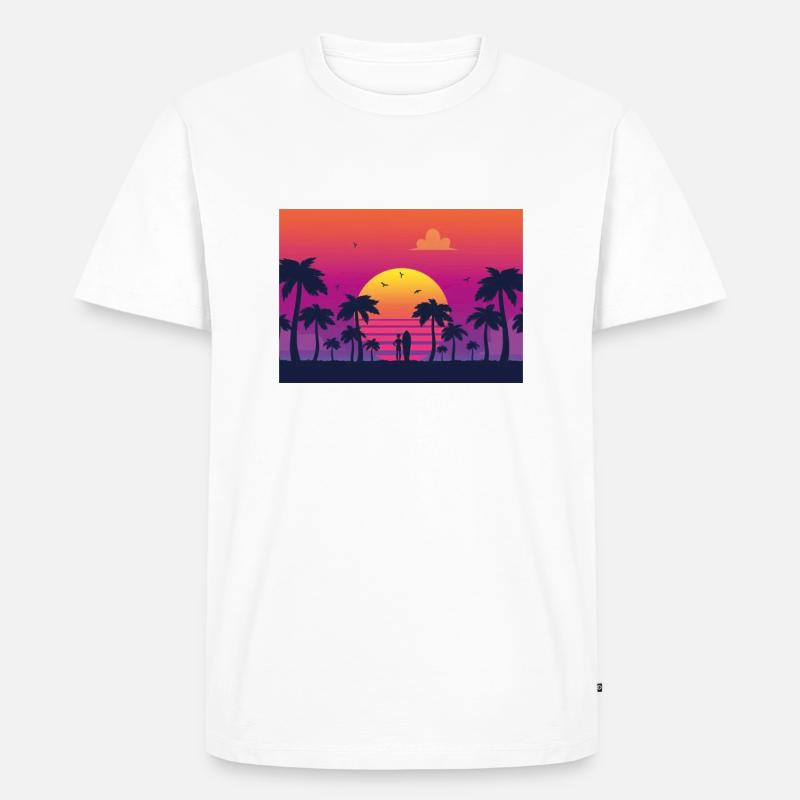 sunset surf - Männer Premium Bio T-Shirt - Weiß