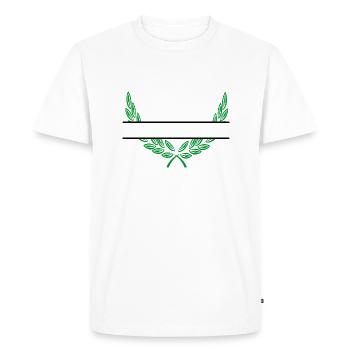 Couronne de laurier nom bannière vert - T-shirt Premium bio Homme - blanc - Devant - Nico (187cm)