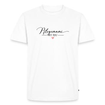 Maman nourricière avec du cœur Maman nourricière - T-shirt Premium bio Homme - blanc - Devant - Nico (187cm)