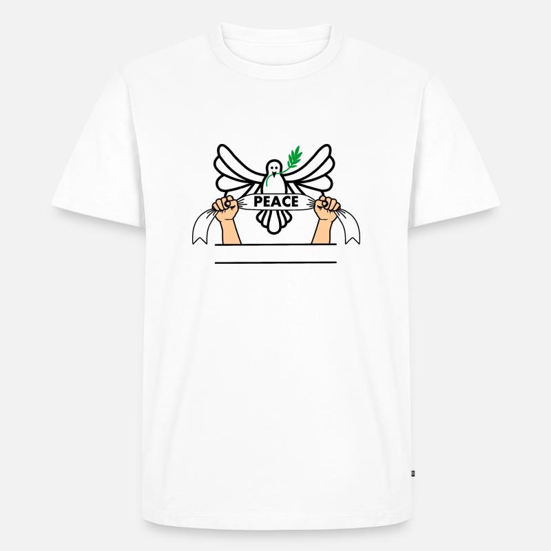 Taube mit Schleifenfrieden - Männer Premium Bio T-Shirt - Weiß
