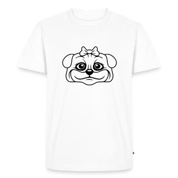 Dog Pug Girl Pretty Bow Woman Female - Men's Premium Organic T-Shirt - white - Front - Nico (187cm)