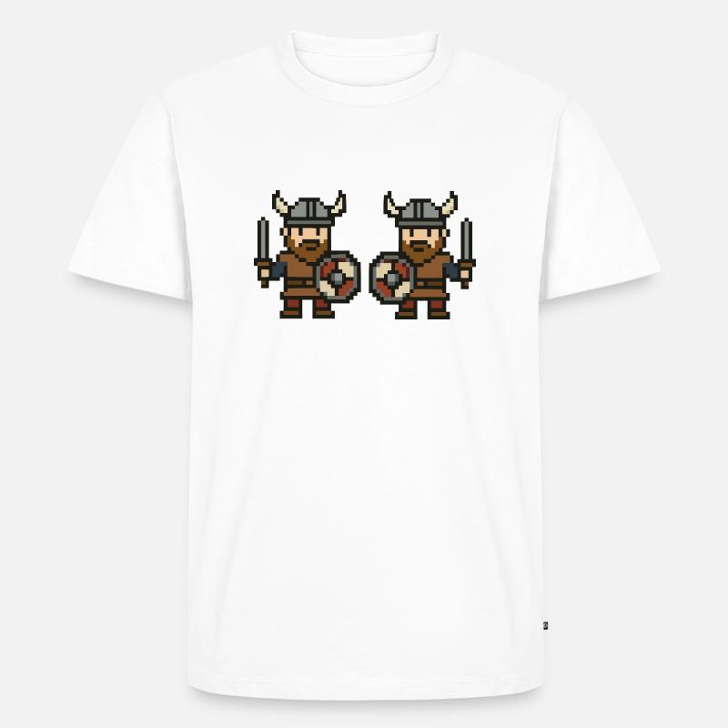 Viking Comic Pixel 2 - Men's Premium Organic T-Shirt - white