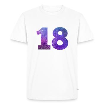 Numéro 18 galaxie - T-shirt Premium bio Homme - blanc - Devant - Nico (187cm)