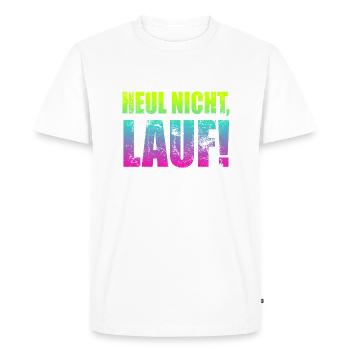 Ne pleurez pas, courez ! - Course à pied, jogging, sport, course à pied - T-shirt Premium bio Homme - blanc - Devant - Nico (187cm)