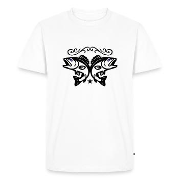 Icône Poissons - T-shirt Premium bio Homme - blanc - Devant - Nico (187cm)