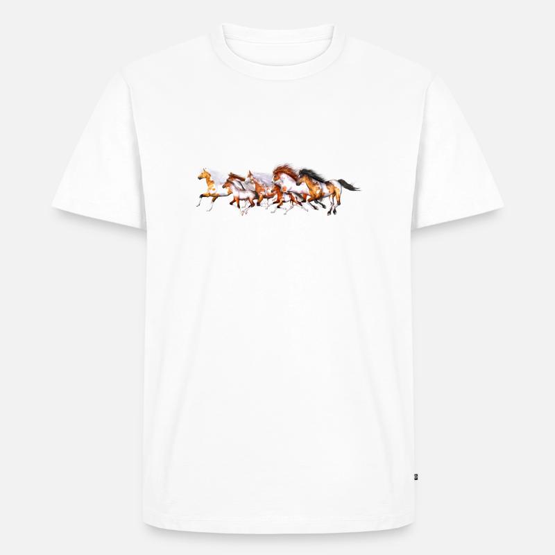 Wild Horses Herd - Männer Premium Bio T-Shirt - Weiß
