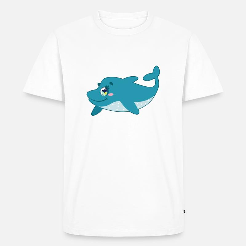 Süßer Delfin mit Rand - Männer Premium Bio T-Shirt - Weiß