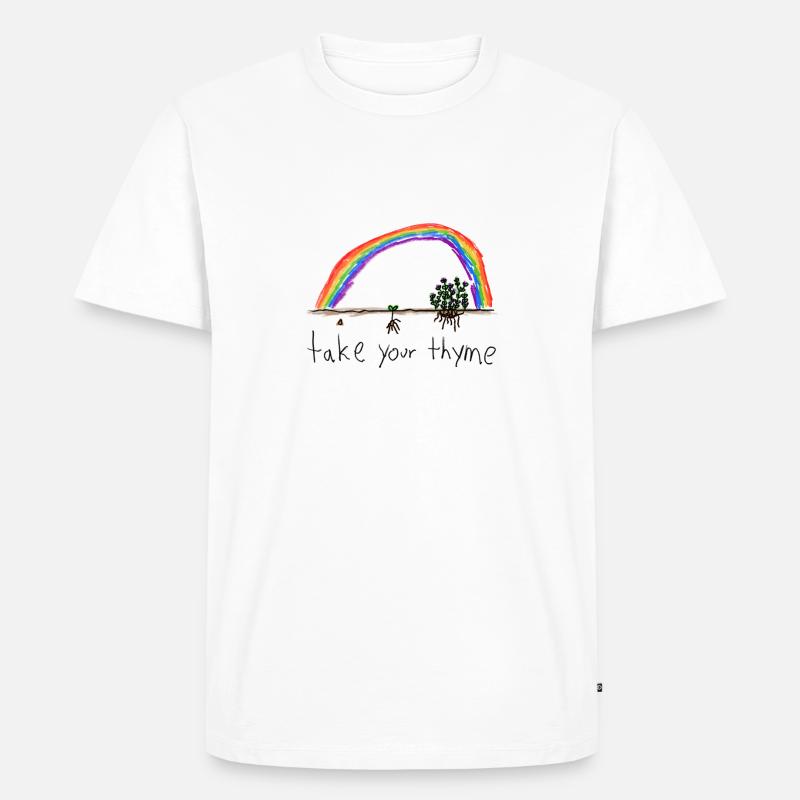 kinderzeichnung lasse dir zeit Thymian Regenbogen - Männer Premium Bio T-Shirt - Weiß