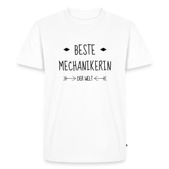 mécanique / mécanicien / mécano / garage - T-shirt Premium bio Homme - blanc - Devant - Nico (187cm)