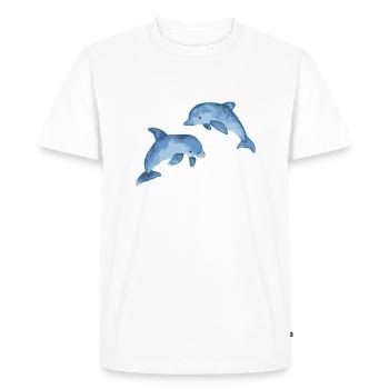 DOLPHINS DRAWN PLAYING IN THE SEA - Men's Premium Organic T-Shirt - white - Front - Nico (187cm)