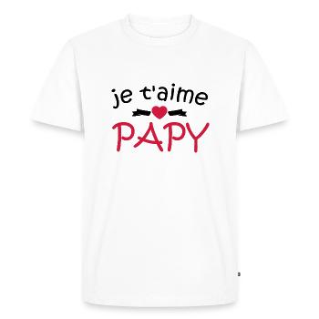 je t'aime papy - T-shirt Premium bio Homme - blanc - Devant - Nico (187cm)