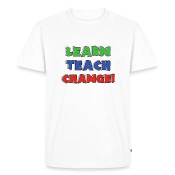 Learn Teach Change | Apprendre à apprendre Changer - T-shirt Premium bio Homme - blanc - Devant - Nico (187cm)