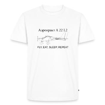 Fly, Eat, Sleep, Repeat - Men's Premium Organic T-Shirt - white - Front - Nico (187cm)