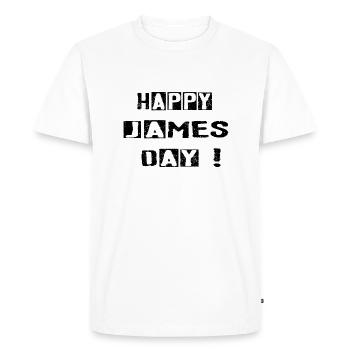 HAPPY JAMES DAY ! - T-shirt Premium bio Homme - blanc - Devant - Nico (187cm)