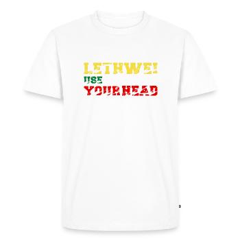 Fight cleverly use the head LETHWEI 9 limbs - Men's Premium Organic T-Shirt - white - Front - Nico (187cm)