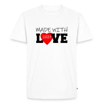 Idée cadeau Made With Love 2021 pour les parents - T-shirt Premium bio Homme - blanc - Devant - Nico (187cm)