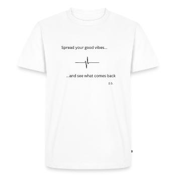 Diffusez vos bonnes ondes - T-shirt Premium bio Homme - blanc - Devant - Nico (187cm)