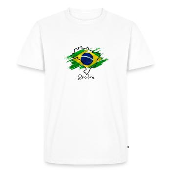 I love Brazil - Carte du Brésil - T-shirt Premium bio Homme - blanc - Devant - Nico (187cm)