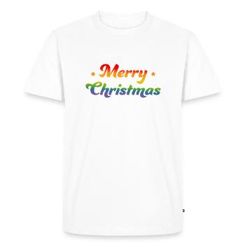 LGBTQI Arc-en-ciel Joyeux Noël Starlette - T-shirt Premium bio Homme - blanc - Devant - Nico (187cm)