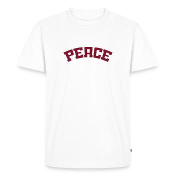 Peace and Love Slogan - Frieden - Men's Premium Organic T-Shirt - white - Front - Nico (187cm)