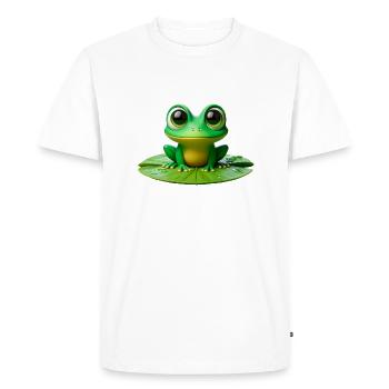 Cute Frog on a Lily Pad - Men's Premium Organic T-Shirt - white - Front - Nico (187cm)