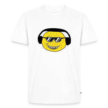 Funny DJ Party Lemon Fruit Music Fun Face - Men's Premium Organic T-Shirt - white - Front - Nico (187cm)