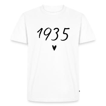 1935 coeur anniversaire - T-shirt Premium bio Homme - blanc - Devant - Nico (187cm)
