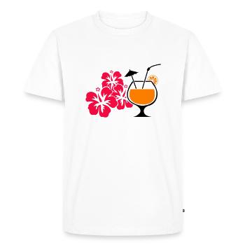 Hawaii Hibiscus Cocktail Drink - Men's Premium Organic T-Shirt - white - Front - Nico (187cm)