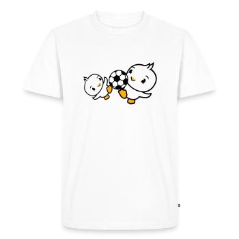 2 oiseaux jouant au football ensemble sports de balle amusants - T-shirt Premium bio Homme - blanc - Devant - Nico (187cm)