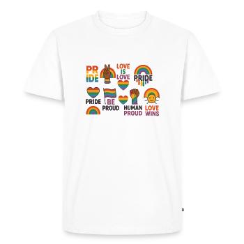 Pride Month - Love Is Love - Rainbow - CSD - Men's Premium Organic T-Shirt - white - Front - Nico (187cm)