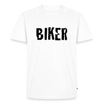 biker - Men's Premium Organic T-Shirt - white - Front - Nico (187cm)