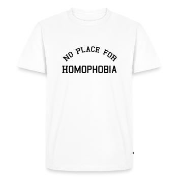No place for homophobia - Men's Premium Organic T-Shirt - white - Front - Nico (187cm)