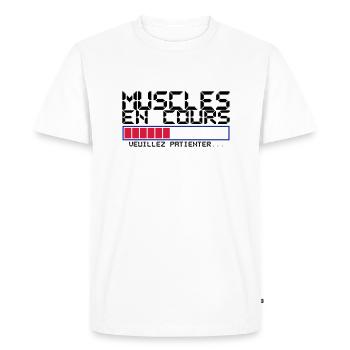 muscles en cours citation - T-shirt Premium bio Homme - blanc - Devant - Nico (187cm)