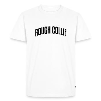 rough collie stylish arched text logo co - Men's Premium Organic T-Shirt - white - Front - Nico (187cm)