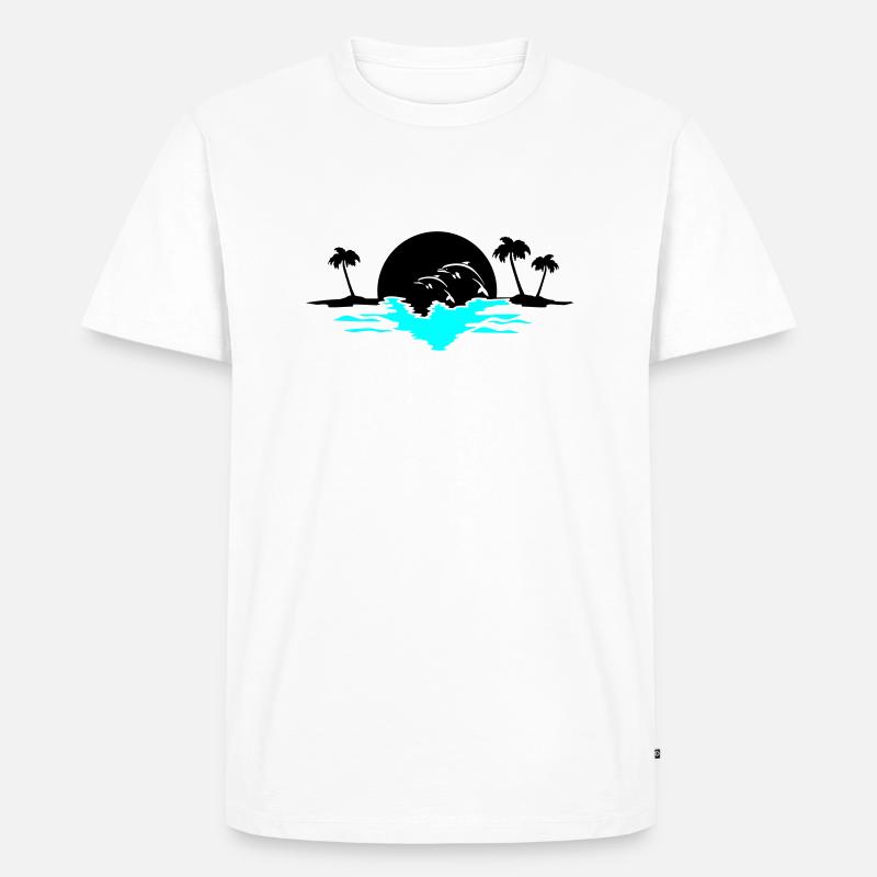 sunset delfine - Männer Premium Bio T-Shirt - Weiß