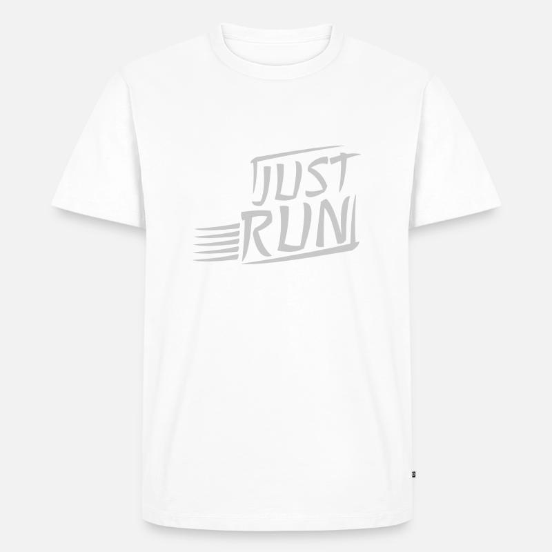 Motto Just Run Design - Männer Premium Bio T-Shirt - Weiß