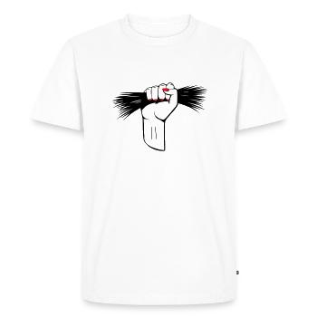 Iran Hårnäve - Kontur - Ekologisk premium-T-shirt herr - vit - Fram - Nico (187cm)