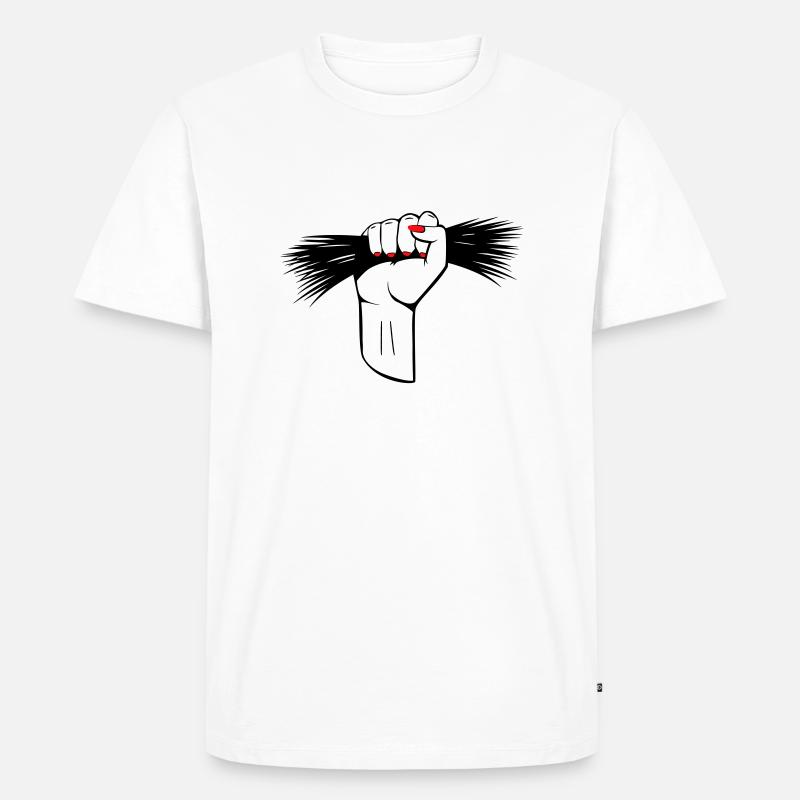 Iran Haare Faust - Outline - Männer Premium Bio T-Shirt - Weiß