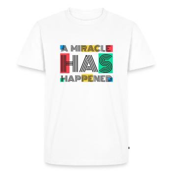Un miracle s’est produit - T-shirt Premium bio Homme - blanc - Devant - Nico (187cm)