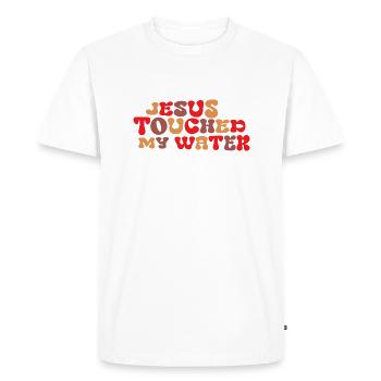 Jesus touched my Water - Men's Premium Organic T-Shirt - white - Front - Nico (187cm)