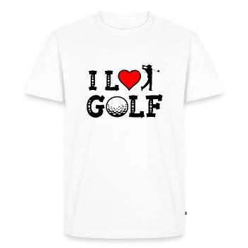 J’adore le golf - le golf ma passion terrain de golf - T-shirt Premium bio Homme - blanc - Devant - Nico (187cm)