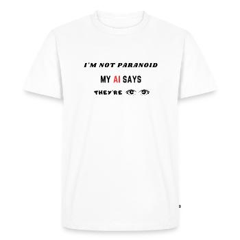Je ne suis pas paranoïaque - T-shirt Premium bio Homme - blanc - Devant - Nico (187cm)