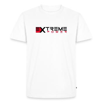 Puissance extrême | Fitness, Protéines, Gym, Entraînement - T-shirt Premium bio Homme - blanc - Devant - Nico (187cm)