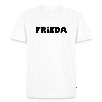Name - Frieda - Men's Premium Organic T-Shirt - white - Front - Nico (187cm)