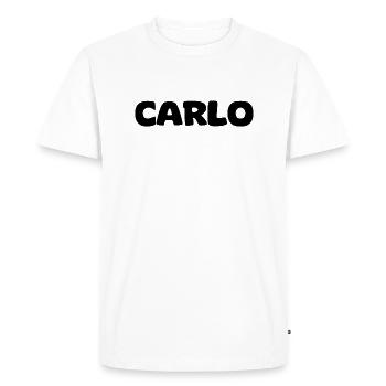 Nom - Carlo - T-shirt Premium bio Homme - blanc - Devant - Nico (187cm)